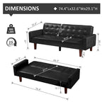Divano letto, Divano letto futon, Divano a due posti in ecopelle, Divano letto a due posti per soggiorno, ospiti