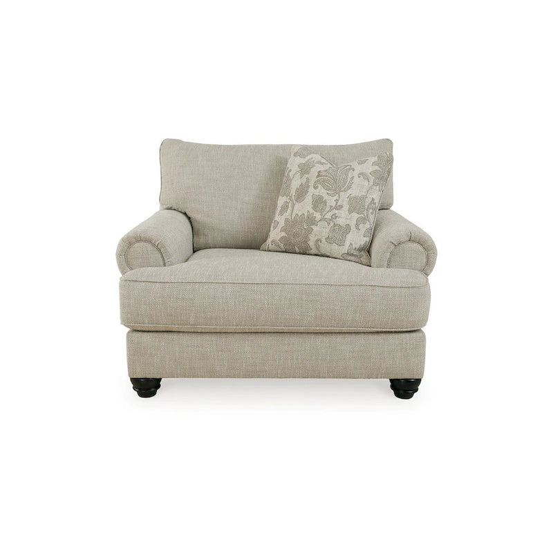 Poltrona oversize d'accento beige/marrone/nera con braccioli arrotolati, 1 posto
