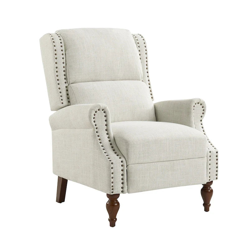 Carbone / Avena / Blu / Grigio / Avorio — Poltrona reclinabile manuale Wingback, finto lino, 1 posto