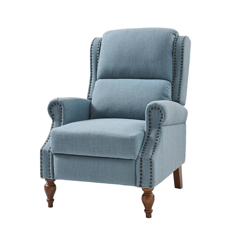 Carbone / Avena / Blu / Grigio / Avorio — Poltrona reclinabile manuale Wingback, finto lino, 1 posto