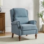 Carbone / Avena / Blu / Grigio / Avorio — Poltrona reclinabile manuale Wingback, finto lino, 1 posto