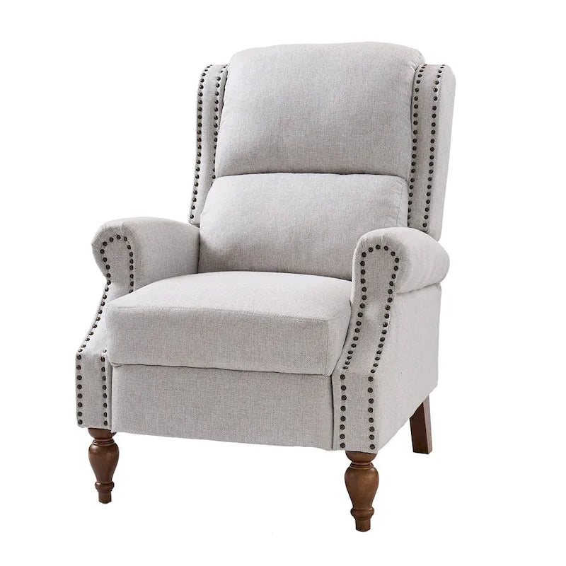 Carbone / Avena / Blu / Grigio / Avorio — Poltrona reclinabile manuale Wingback, finto lino, 1 posto