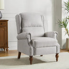 Carbone / Avena / Blu / Grigio / Avorio — Poltrona reclinabile manuale Wingback, finto lino, 1 posto