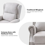 Carbone / Avena / Blu / Grigio / Avorio — Poltrona reclinabile manuale Wingback, finto lino, 1 posto