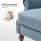 Carbone / Avena / Blu / Grigio / Avorio — Poltrona reclinabile manuale Wingback, finto lino, 1 posto