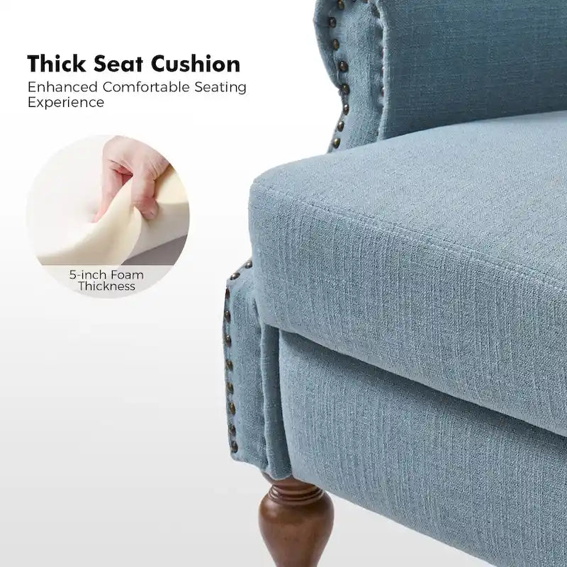 Carbone / Avena / Blu / Grigio / Avorio — Poltrona reclinabile manuale Wingback, finto lino, 1 posto