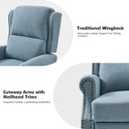 Carbone / Avena / Blu / Grigio / Avorio — Poltrona reclinabile manuale Wingback, finto lino, 1 posto
