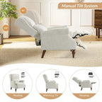 Carbone / Avena / Blu / Grigio / Avorio — Poltrona reclinabile manuale Wingback, finto lino, 1 posto