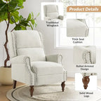 Carbone / Avena / Blu / Grigio / Avorio — Poltrona reclinabile manuale Wingback, finto lino, 1 posto
