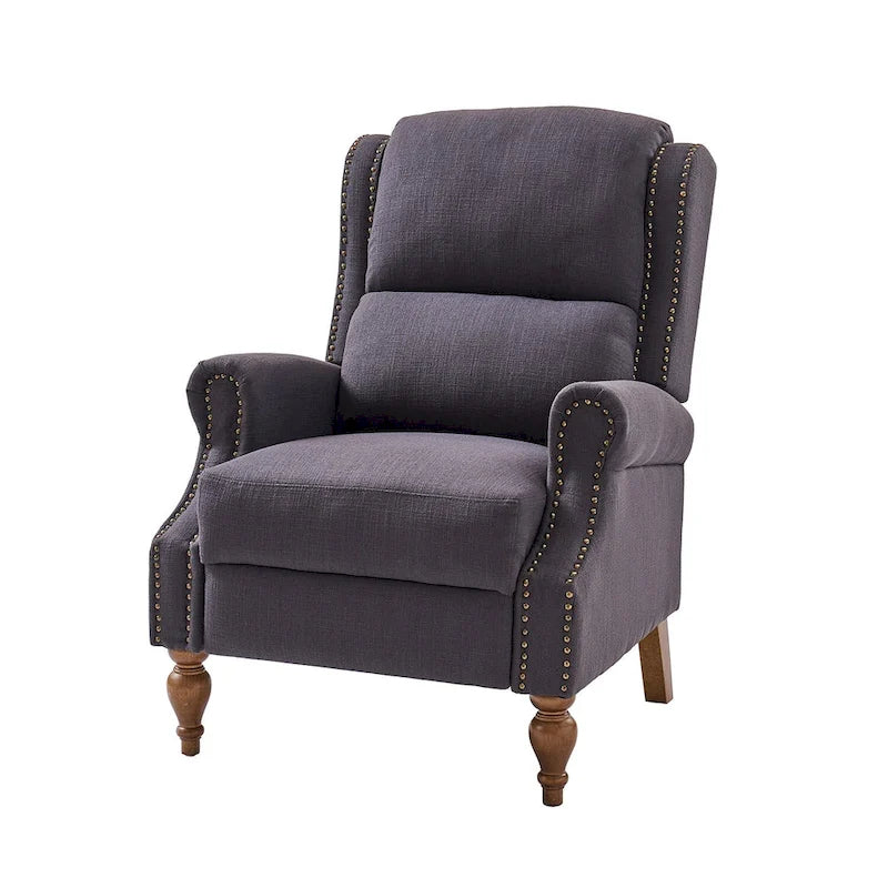 Carbone / Avena / Blu / Grigio / Avorio — Poltrona reclinabile manuale Wingback, finto lino, 1 posto