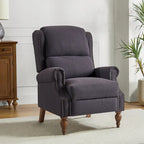 Carbone / Avena / Blu / Grigio / Avorio — Poltrona reclinabile manuale Wingback, finto lino, 1 posto