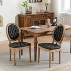 Sedia da pranzo con struttura in legno e borchie, set da 2