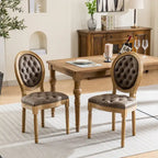 Sedia da pranzo con struttura in legno e borchie, set da 2