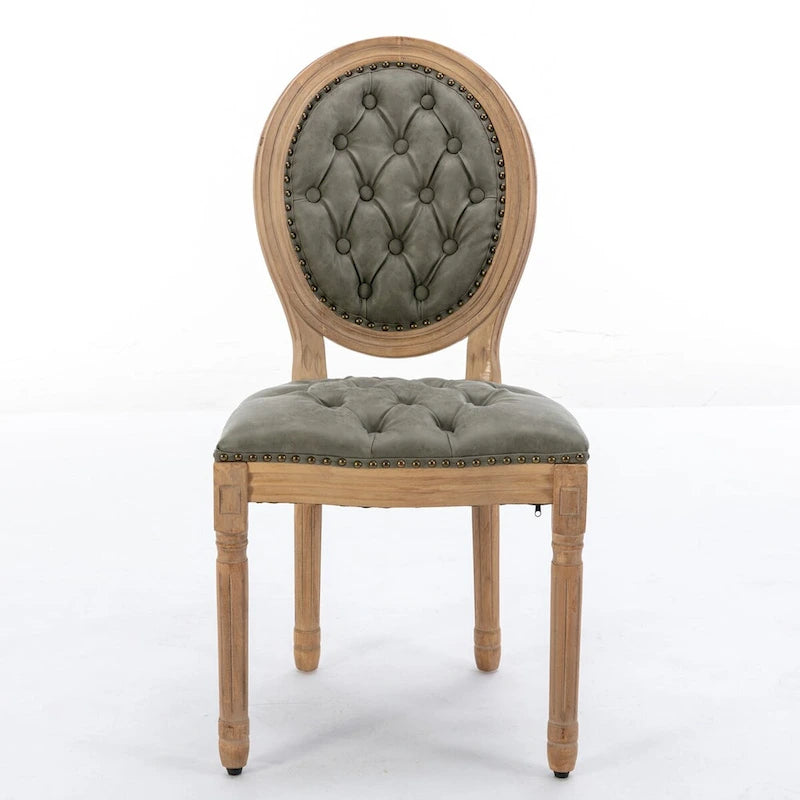 Sedia da pranzo con struttura in legno e borchie, set da 2