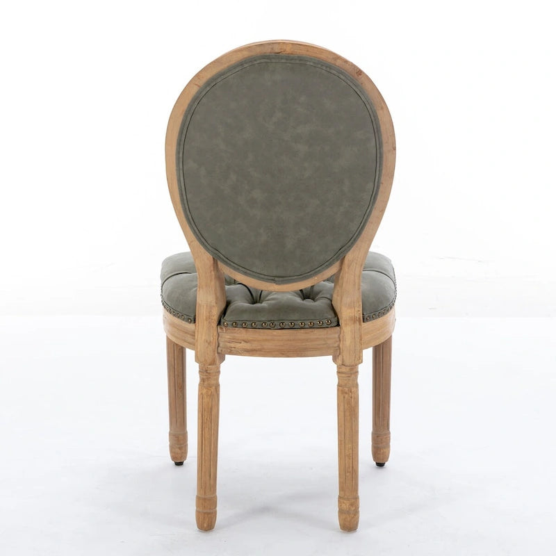 Sedia da pranzo con struttura in legno e borchie, set da 2