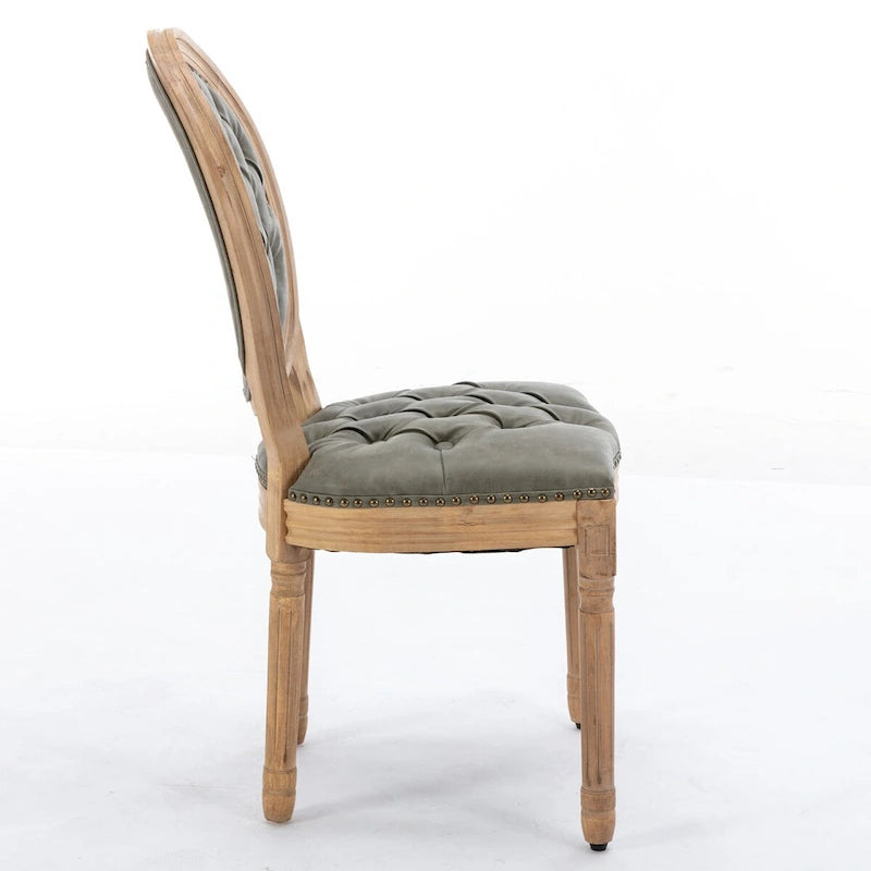 Sedia da pranzo con struttura in legno e borchie, set da 2