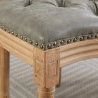 Sedia da pranzo con struttura in legno e borchie, set da 2