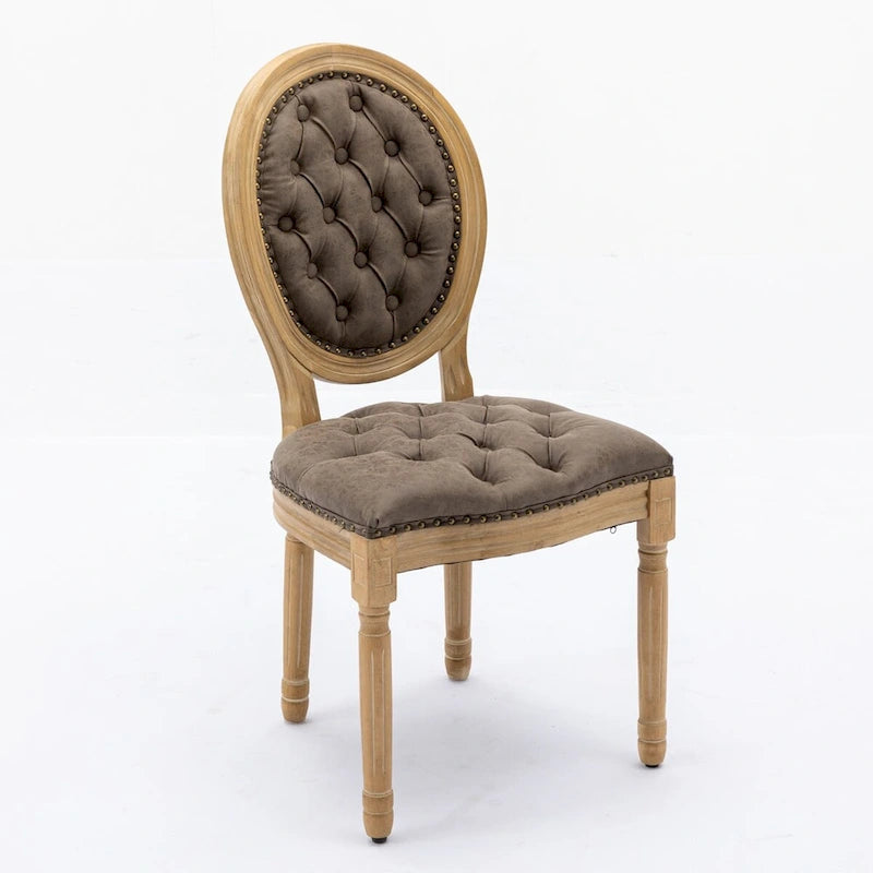 Sedia da pranzo con struttura in legno e borchie, set da 2