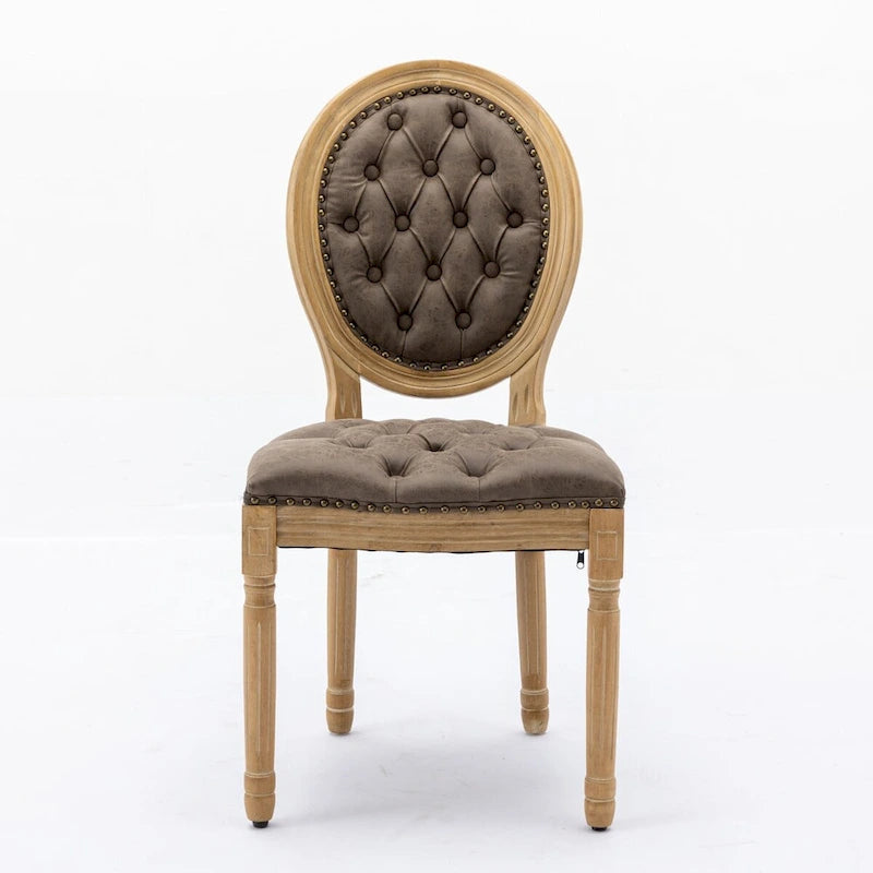 Sedia da pranzo con struttura in legno e borchie, set da 2
