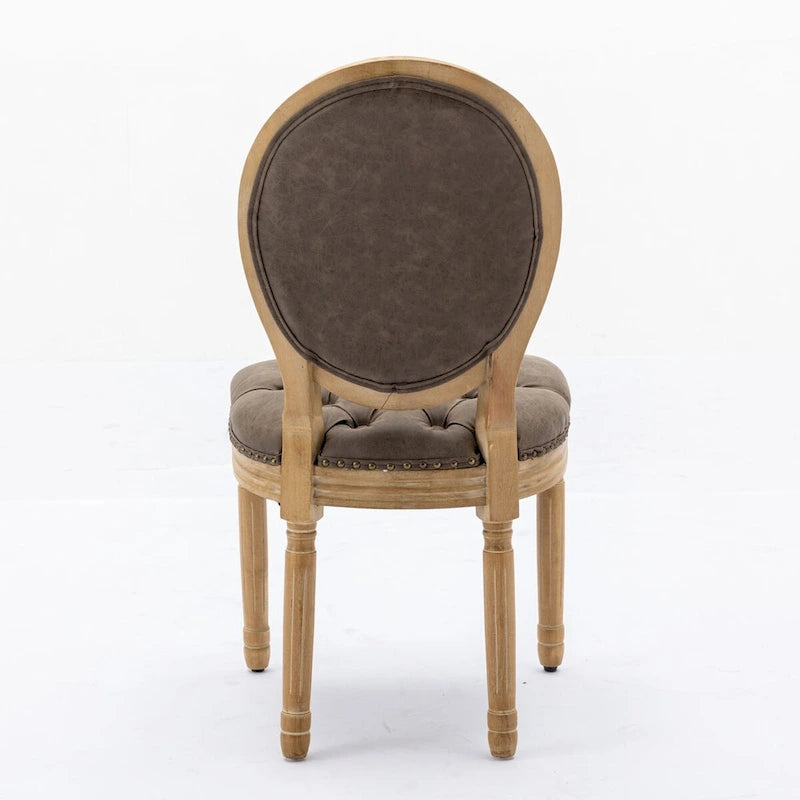 Sedia da pranzo con struttura in legno e borchie, set da 2