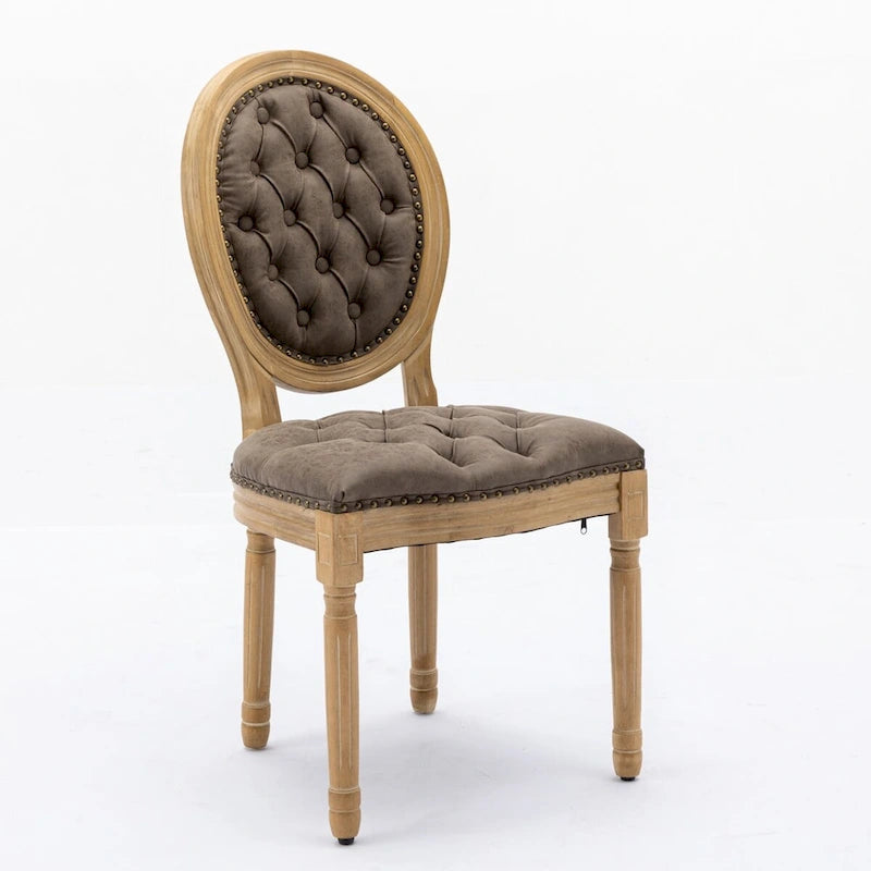 Sedia da pranzo con struttura in legno e borchie, set da 2