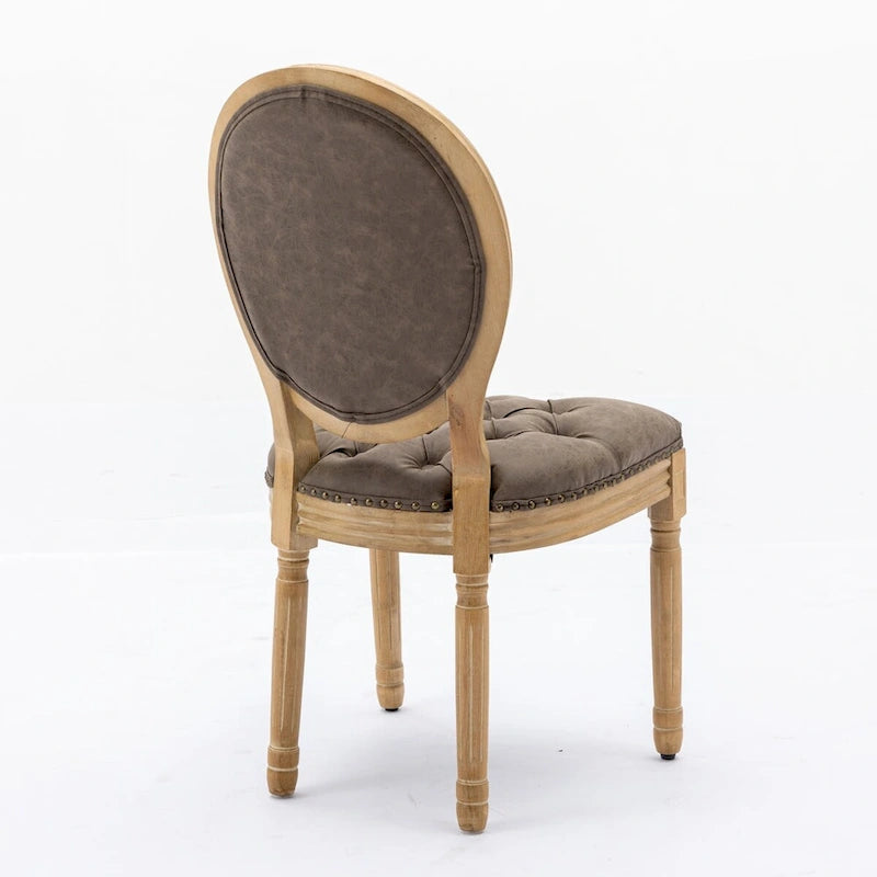 Sedia da pranzo con struttura in legno e borchie, set da 2