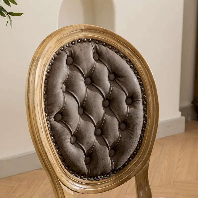 Sedia da pranzo con struttura in legno e borchie, set da 2