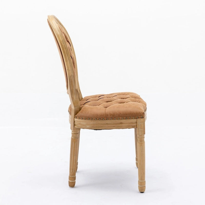 Sedia da pranzo con struttura in legno e borchie, set da 2