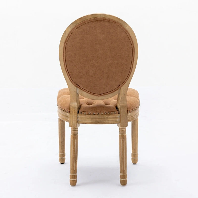Sedia da pranzo con struttura in legno e borchie, set da 2