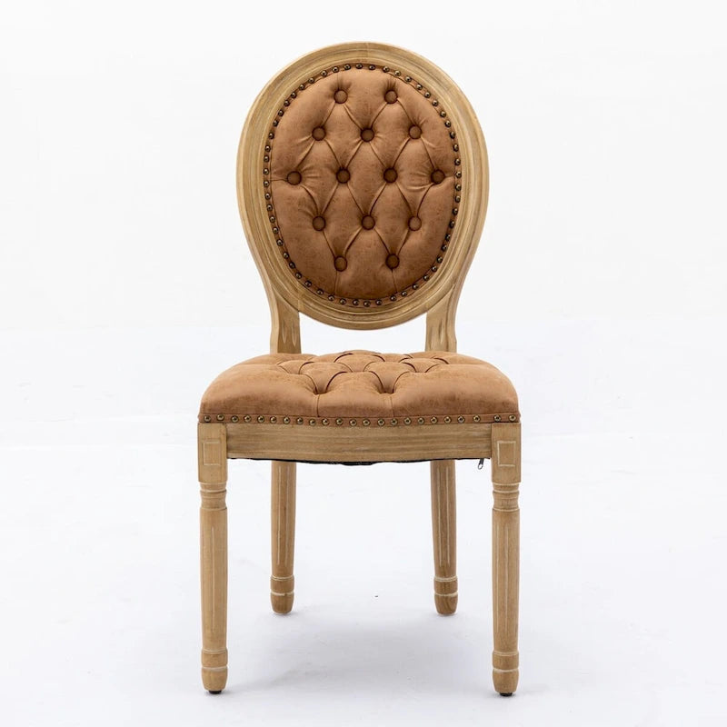 Sedia da pranzo con struttura in legno e borchie, set da 2