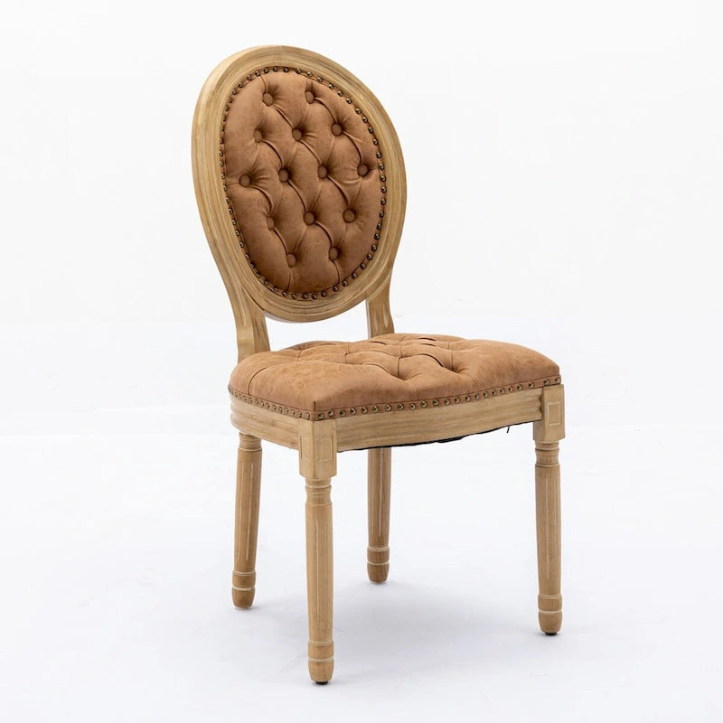 Sedia da pranzo con struttura in legno e borchie, set da 2