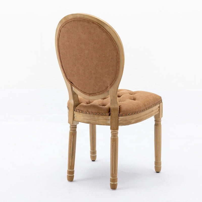 Sedia da pranzo con struttura in legno e borchie, set da 2