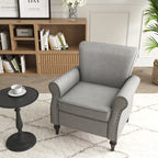 Poltroncina in PU con braccioli arrotolati e finiture borchiate