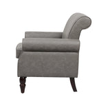 Poltroncina in PU con braccioli arrotolati e finiture borchiate