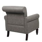 Poltroncina in PU con braccioli arrotolati e finiture borchiate