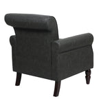 Poltroncina in PU con braccioli arrotolati e finiture borchiate