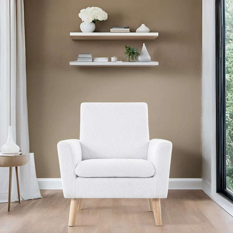 Sedia Mid-century Modern con telaio in legno resistente, poltrona per soggiorno, sedia da lettura con braccioli