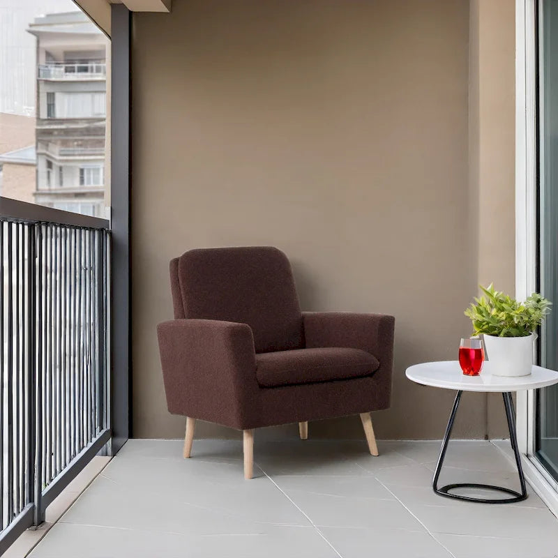 Sedia Mid-century Modern con telaio in legno resistente, poltrona per soggiorno, sedia da lettura con braccioli