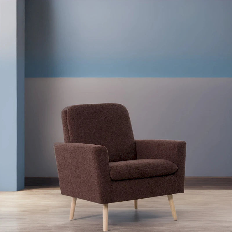 Sedia Mid-century Modern con telaio in legno resistente, poltrona per soggiorno, sedia da lettura con braccioli