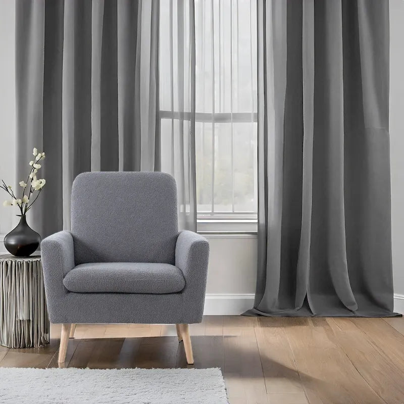 Sedia Mid-century Modern con telaio in legno resistente, poltrona per soggiorno, sedia da lettura con braccioli