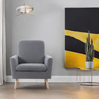 Sedia Mid-century Modern con telaio in legno resistente, poltrona per soggiorno, sedia da lettura con braccioli