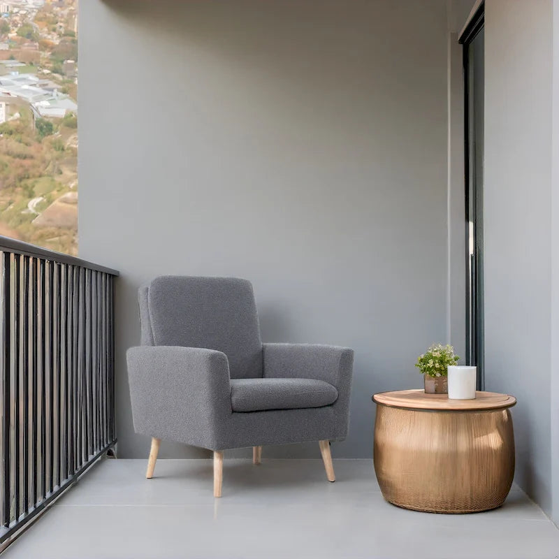Sedia Mid-century Modern con telaio in legno resistente, poltrona per soggiorno, sedia da lettura con braccioli