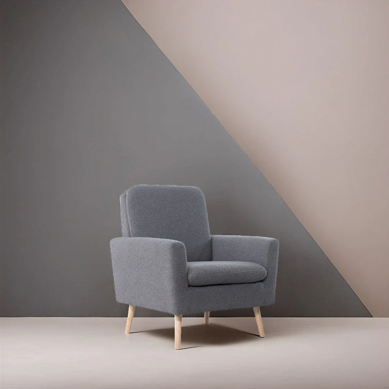 Sedia Mid-century Modern con telaio in legno resistente, poltrona per soggiorno, sedia da lettura con braccioli