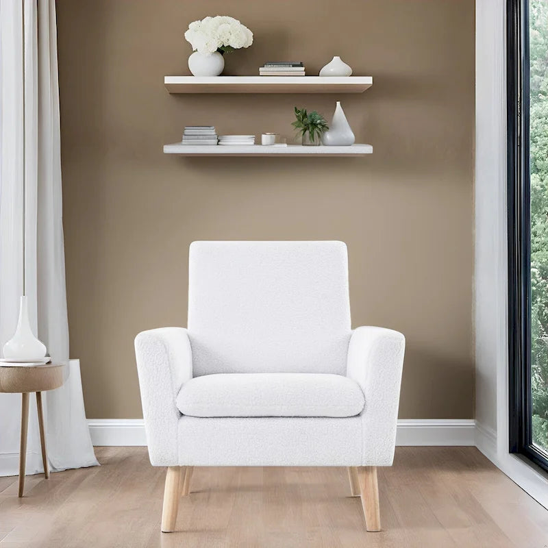 Sedia Mid-century Modern con telaio in legno resistente, poltrona per soggiorno, sedia da lettura con braccioli