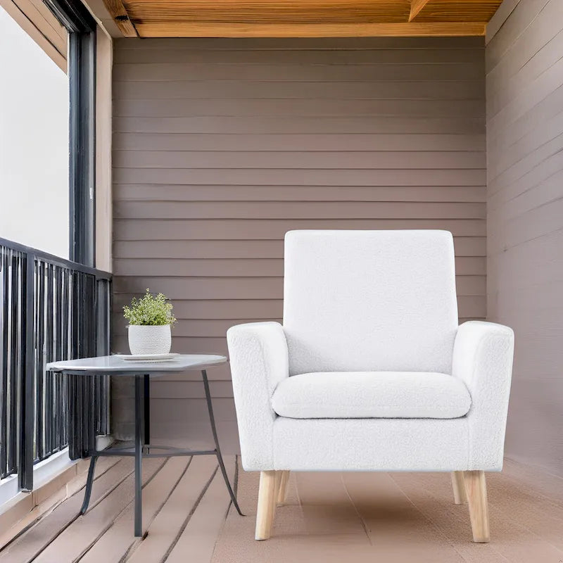 Sedia Mid-century Modern con telaio in legno resistente, poltrona per soggiorno, sedia da lettura con braccioli