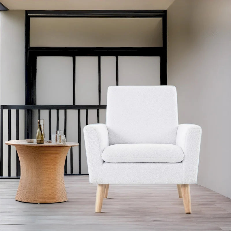 Sedia Mid-century Modern con telaio in legno resistente, poltrona per soggiorno, sedia da lettura con braccioli