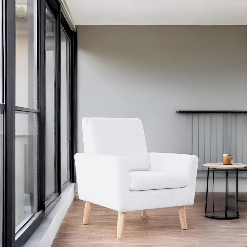 Sedia Mid-century Modern con telaio in legno resistente, poltrona per soggiorno, sedia da lettura con braccioli