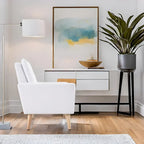 Sedia Mid-century Modern con telaio in legno resistente, poltrona per soggiorno, sedia da lettura con braccioli