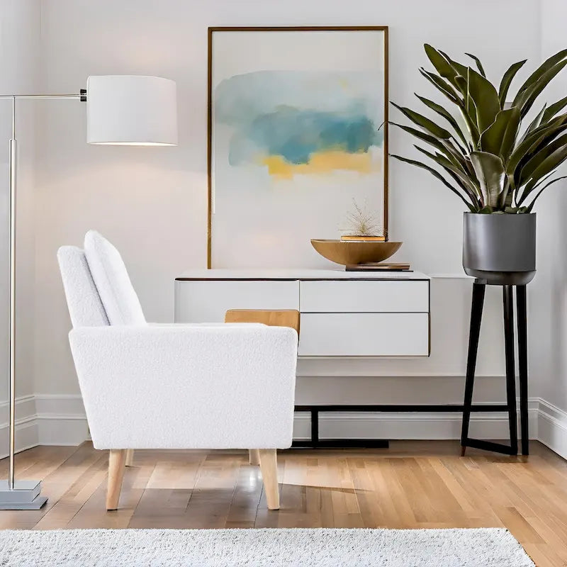 Sedia Mid-century Modern con telaio in legno resistente, poltrona per soggiorno, sedia da lettura con braccioli