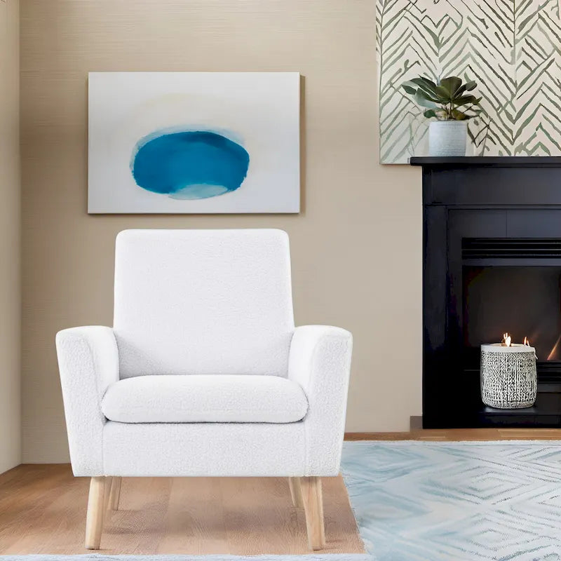 Sedia Mid-century Modern con telaio in legno resistente, poltrona per soggiorno, sedia da lettura con braccioli